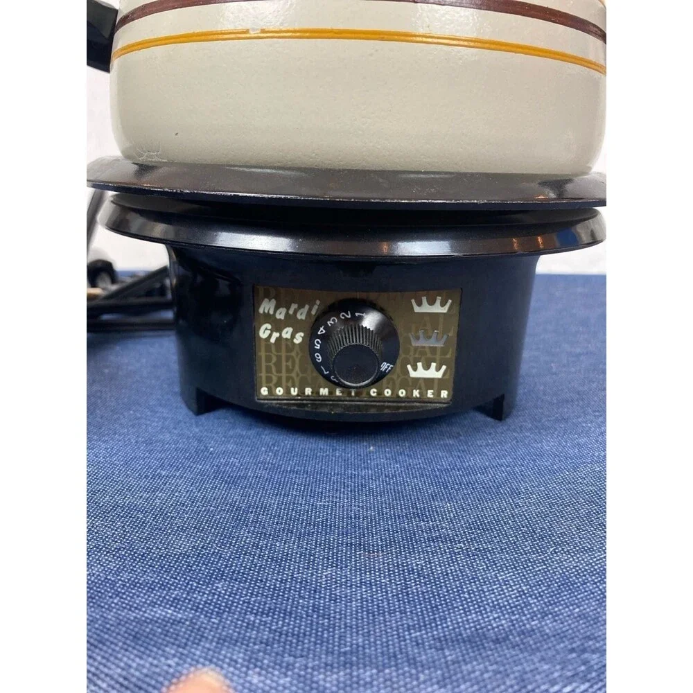 Vintage Regal Mardi Gras Gourmet Cooker Electric Fondue Pot Model 6711